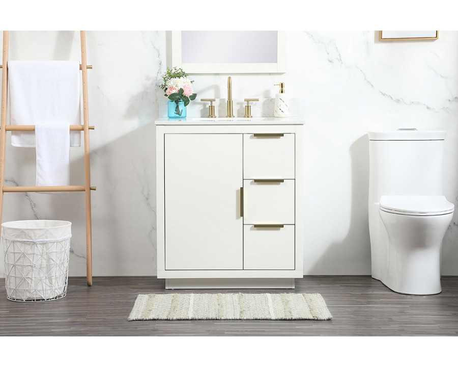 Elegant Bathroom Vanity - White (VF19430WH-BS)