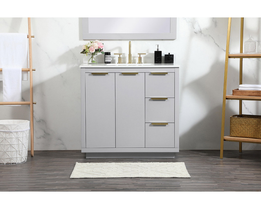 Elegant Bathroom Vanity - Gray (VF19436GR-BS)