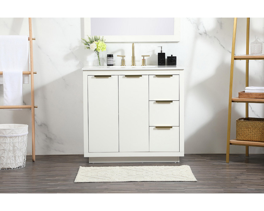 Elegant Bathroom Vanity - White (VF19436WH)