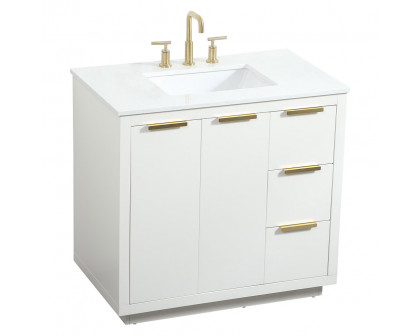 Elegant Bathroom Vanity - White (VF19436WH)