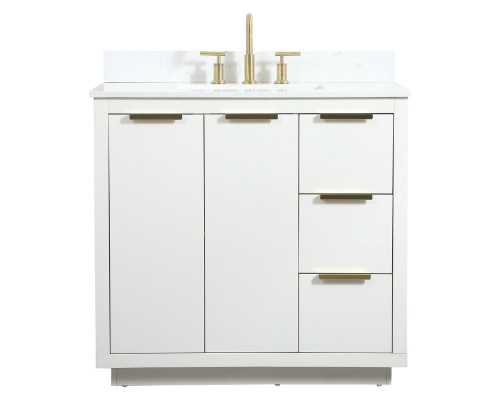 Elegant Bathroom Vanity - White (VF19436WH-BS)