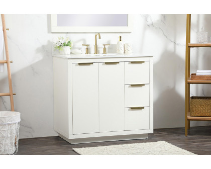 Elegant Bathroom Vanity - White (VF19436WH-BS)