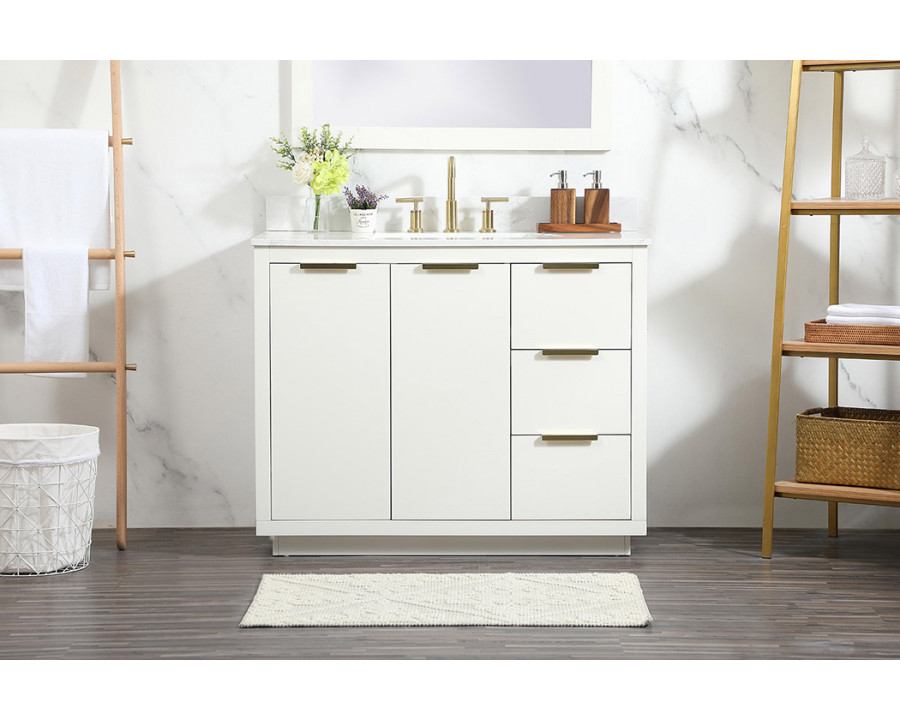 Elegant Bathroom Vanity - White (VF19442WH-BS)