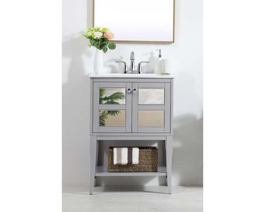 Elegant Bathroom Vanity - Gray/Mirror (VF2101MR)