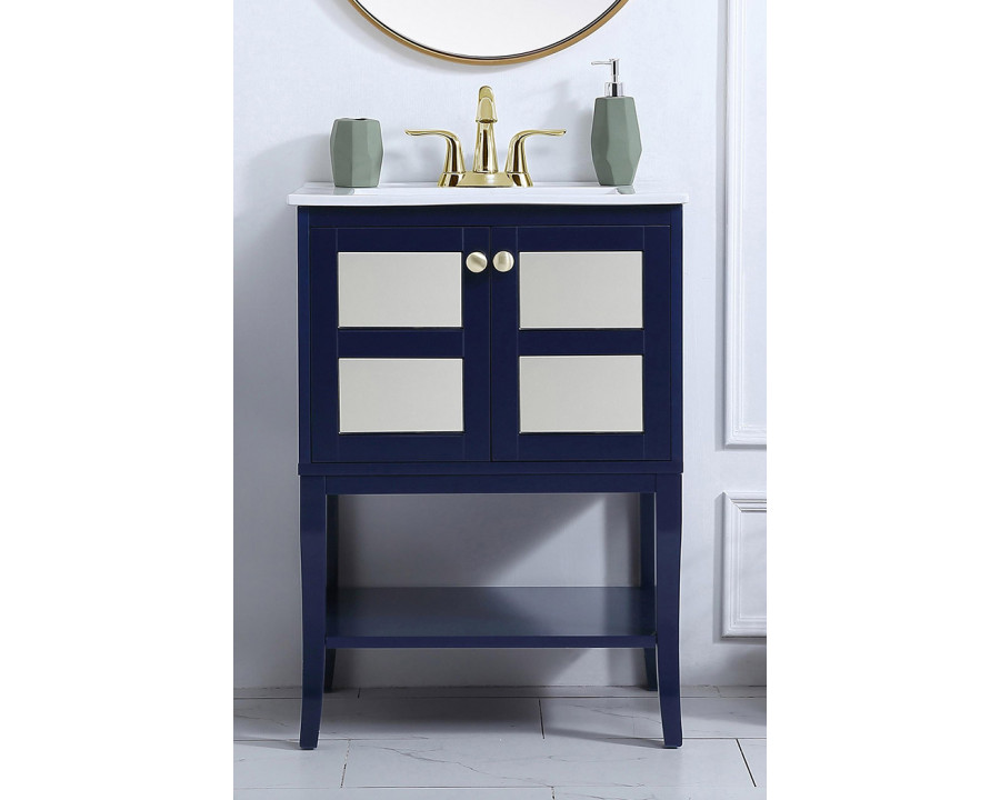 Elegant Bathroom Vanity - Blue/Mirror (VF2101MRBL)