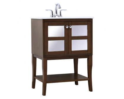 Elegant Bathroom Vanity - Antique Coffee/Mirror (VF2102MR)