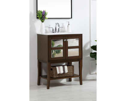 Elegant Bathroom Vanity - Antique Coffee/Mirror (VF2102MR)