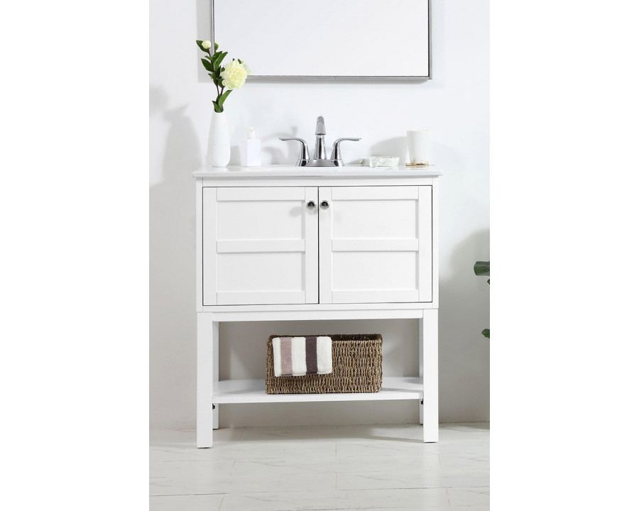 Elegant Bathroom Vanity - White, L 30" (VF2530WH)