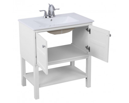 Elegant Bathroom Vanity - White, L 30" (VF2530WH)