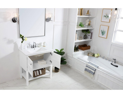 Elegant Bathroom Vanity - White, L 30" (VF2530WH)