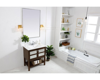 Elegant Bathroom Vanity - Antique Coffee/Mirror, L 30" (VF26MRAC)