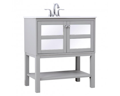 Elegant Bathroom Vanity - Gray/Mirror, L 30" (VF26MRGR)