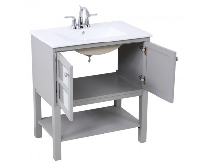 Elegant Bathroom Vanity - Gray/Mirror, L 30" (VF26MRGR)