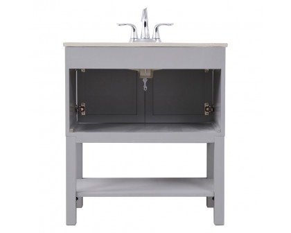 Elegant Bathroom Vanity - Gray/Mirror, L 30" (VF26MRGR)