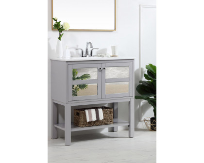 Elegant Bathroom Vanity - Gray/Mirror, L 30" (VF26MRGR)