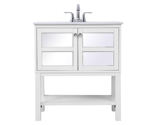 Elegant Bathroom Vanity - White/Mirror, L 30" (VF26MRWH)