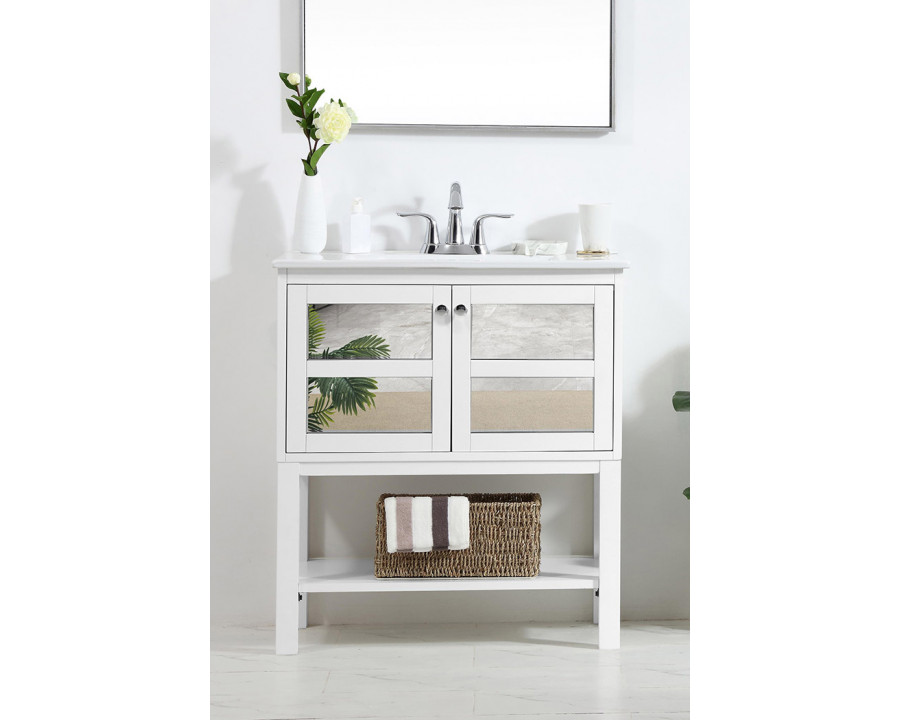 Elegant Bathroom Vanity - White/Mirror, L 30" (VF26MRWH)