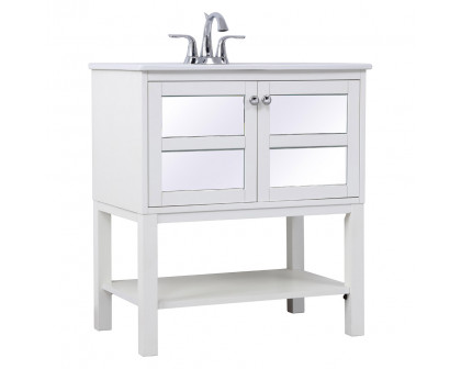 Elegant Bathroom Vanity - White/Mirror, L 30" (VF26MRWH)