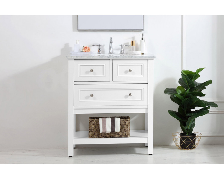 Elegant Bathroom Vanity - White, L 30" (VF27030WH)