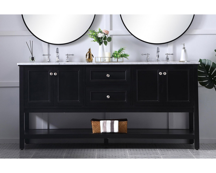 Elegant Bathroom Vanity - Black, L 72" (VF27072BK)