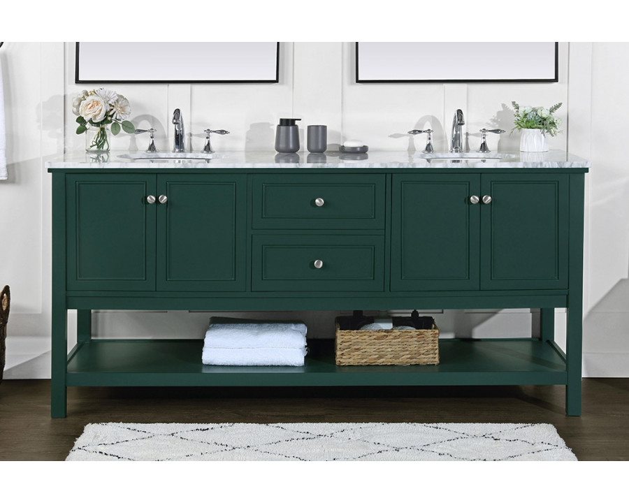 Elegant Bathroom Vanity - Green, L 72" (VF27072DGN)