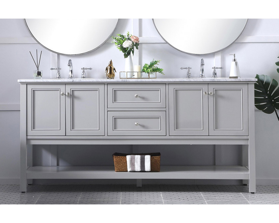 Elegant Bathroom Vanity - Gray, L 72" (VF27072GR)