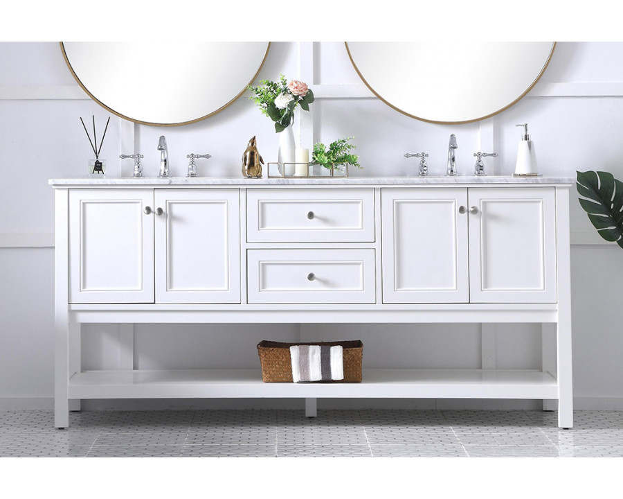 Elegant Bathroom Vanity - White, L 72" (VF27072WH)