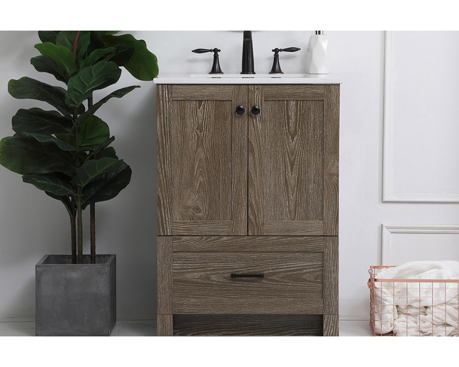 Elegant Bathroom Vanity - Weathered oak (VF2824WO)