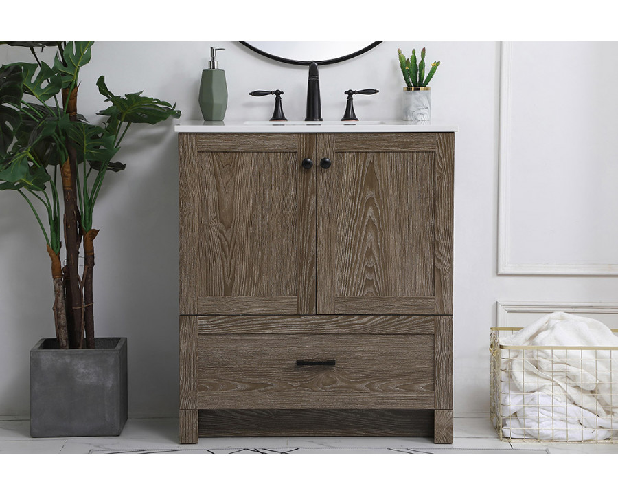 Elegant Bathroom Vanity - Weathered oak (VF2830WO)