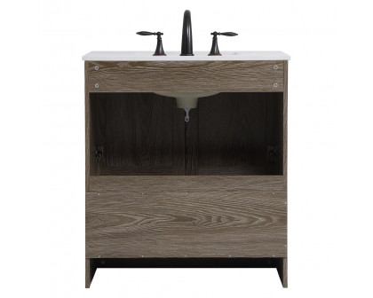 Elegant Bathroom Vanity - Weathered oak (VF2830WO)