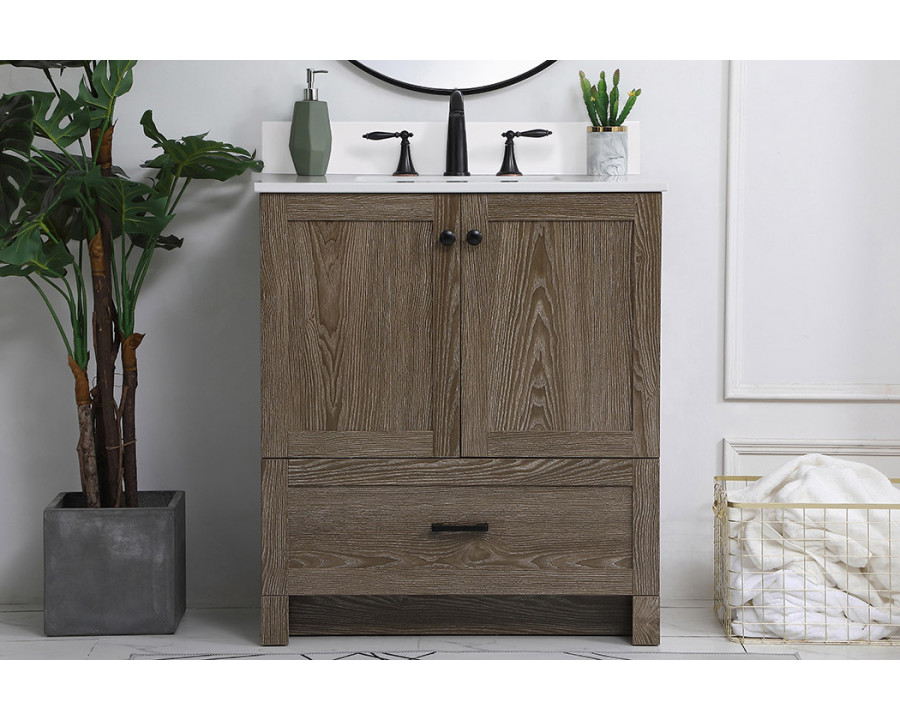 Elegant Bathroom Vanity - Weathered oak (VF2830WO-BS)