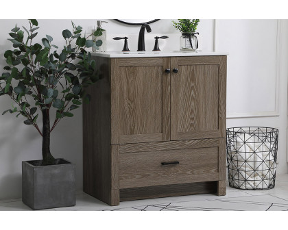 Elegant Bathroom Vanity - Weathered oak (VF2830WO-BS)