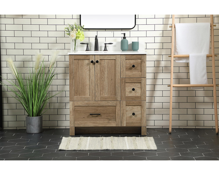 Elegant Bathroom Vanity - Natural Oak (VF2832NT-BS)