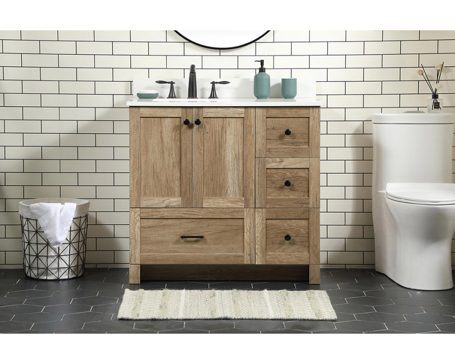 Elegant Bathroom Vanity - Natural Oak (VF2836NT-BS)