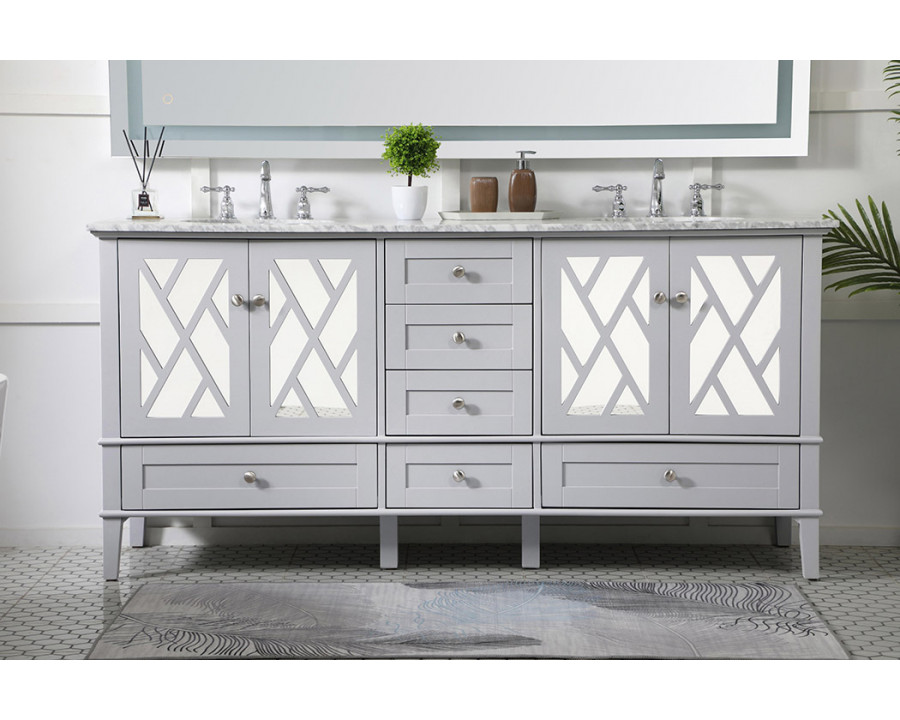 Elegant Bathroom Vanity - Gray, L 72" (VF30272DGR)