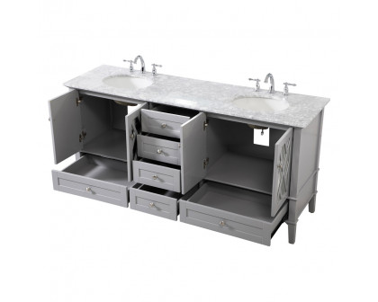 Elegant Bathroom Vanity - Gray, L 72" (VF30272DGR)