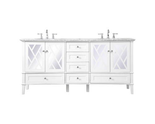 Elegant Bathroom Vanity - White, L 72" (VF30272DWH)