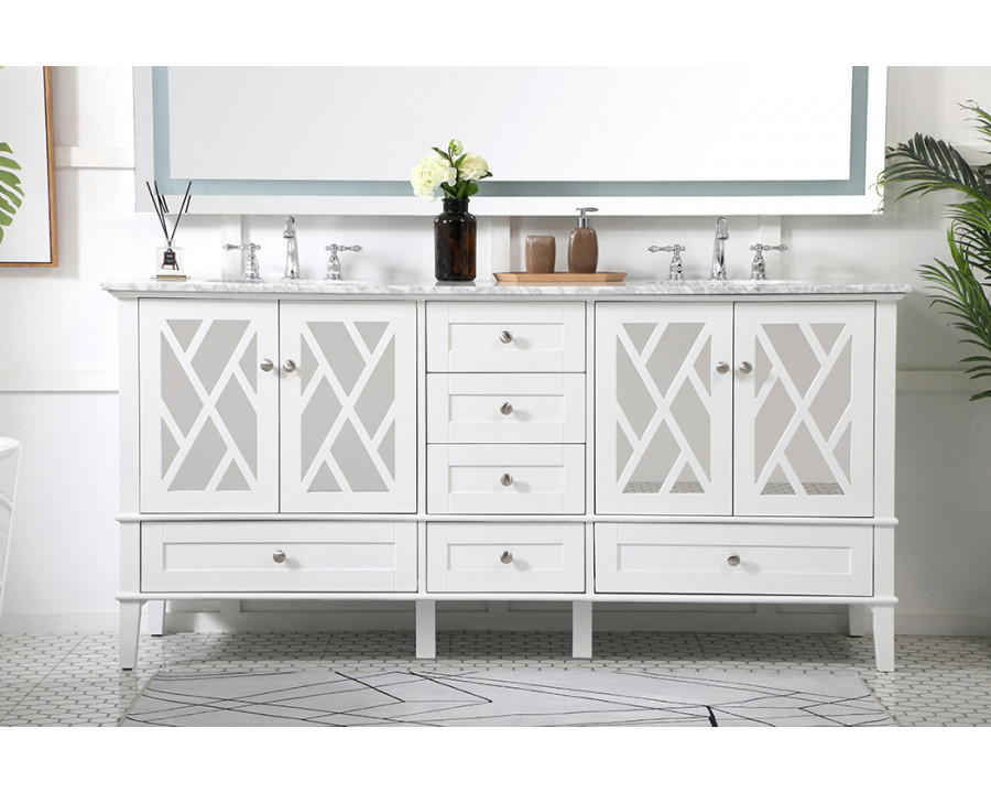 Elegant Bathroom Vanity - White, L 72" (VF30272DWH)