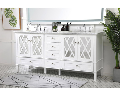 Elegant Bathroom Vanity - White, L 72" (VF30272DWH)