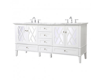 Elegant Bathroom Vanity - White, L 72" (VF30272DWH)