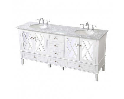 Elegant Bathroom Vanity - White, L 72" (VF30272DWH)