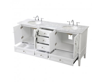 Elegant Bathroom Vanity - White, L 72" (VF30272DWH)