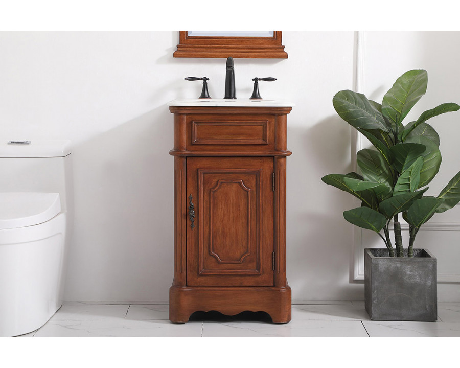 Elegant Bathroom Vanity - Teak, L 19" (VF30419TK)