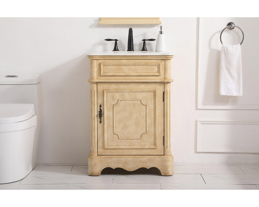 Elegant Bathroom Vanity - Antique Beige, L 24" (VF30424AB)