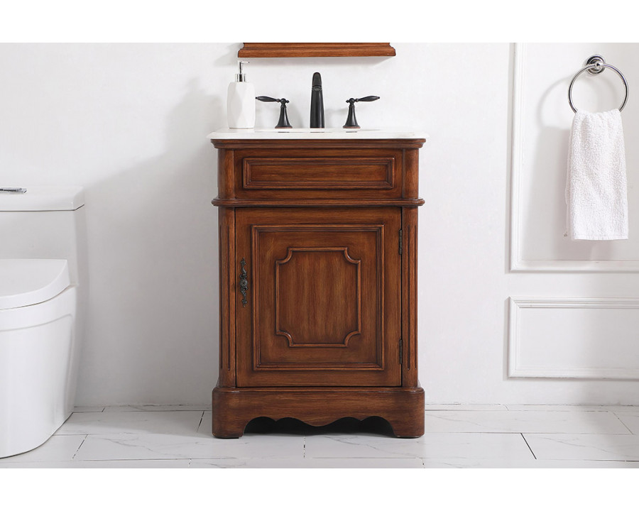 Elegant Bathroom Vanity - Teak, L 24" (VF30424TK)