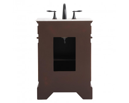 Elegant Bathroom Vanity - Teak, L 24" (VF30424TK)