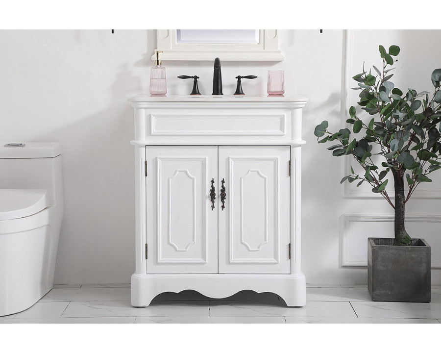 Elegant Bathroom Vanity - Antique White (VF30430AW)