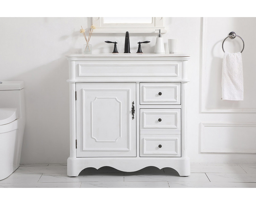 Elegant Bathroom Vanity - Antique White (VF30436AW)