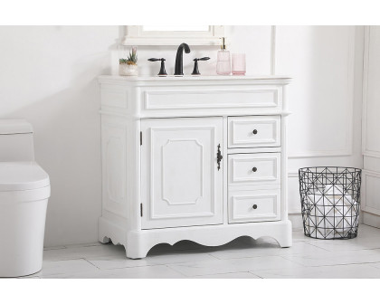 Elegant Bathroom Vanity - Antique White (VF30436AW)