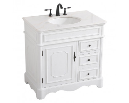 Elegant Bathroom Vanity - Antique White (VF30436AW)